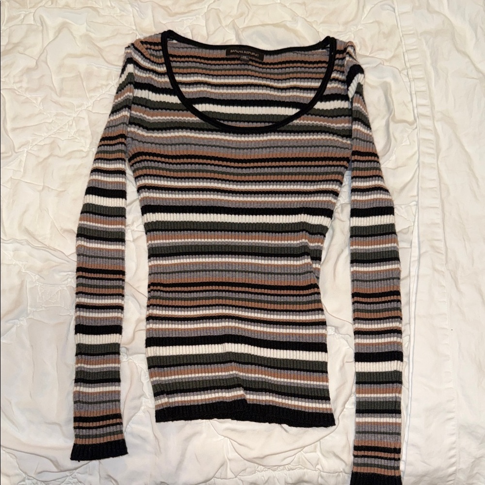 Banana Republic Striped Long Sleeve Knit Top
